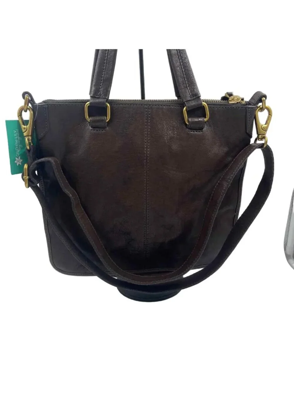 FOSSIL Brown Leather BECCA Handled Satchel w/Crossbody Strap
